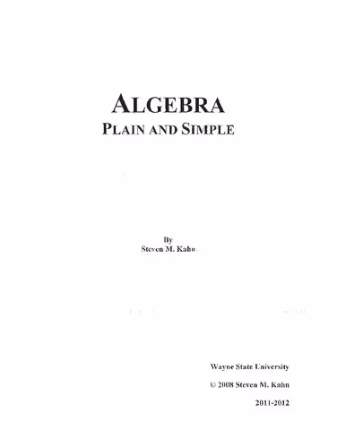 خرید و دانلود نسخه کامل کتاب Algebra: Plain And Simple