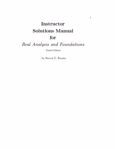 خرید و دانلود نسخه کامل کتاب [Solution Manual] Real Analysis and Foundations (4th Edition) - PDF