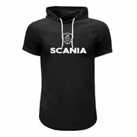 تیشرت کلاه دار مشکی طرح scania مدل r 4878