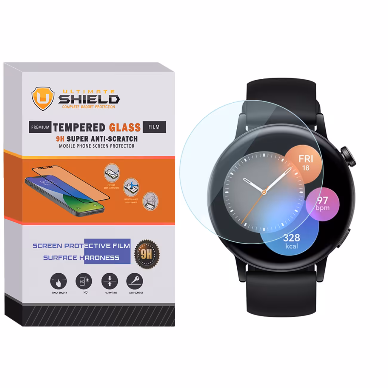 محافظ صفحه نمایش شیشه ای آلتیمیت شیلد مدل SH-UL مناسب برای ساعت هوشمند هوآوی GT3 42mm