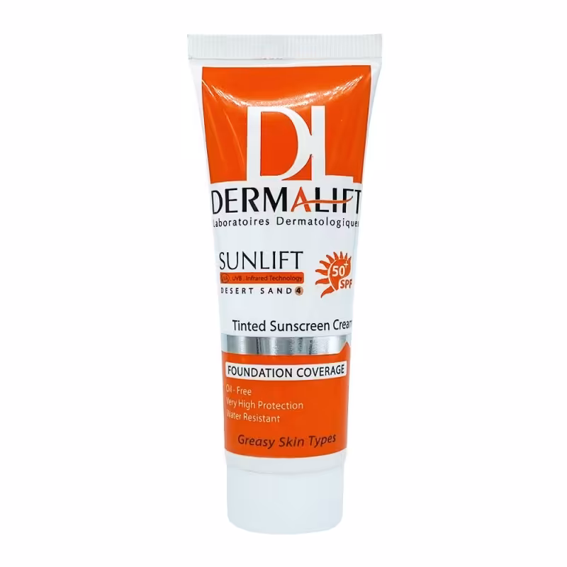 کرم ضد آفتاب SPF50  رنگی شماره 4 مناسب پوست چرب درمالیفت 40 میل
