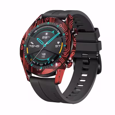 برچسب ماهوت طرح Red-Printed-Circuit-Board مناسب برای ساعت هوشمند هوآوی Watch GT2