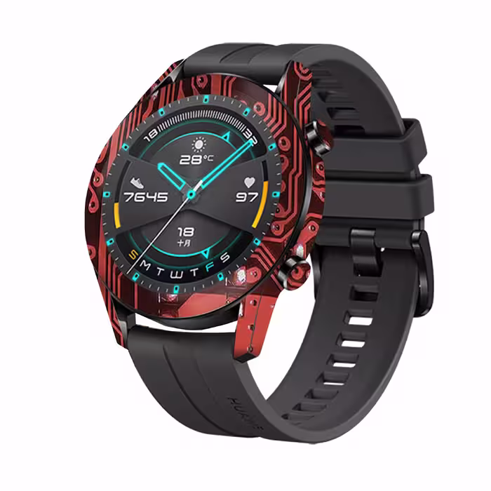 برچسب ماهوت طرح Red-Printed-Circuit-Board مناسب برای ساعت هوشمند هوآوی Watch GT2