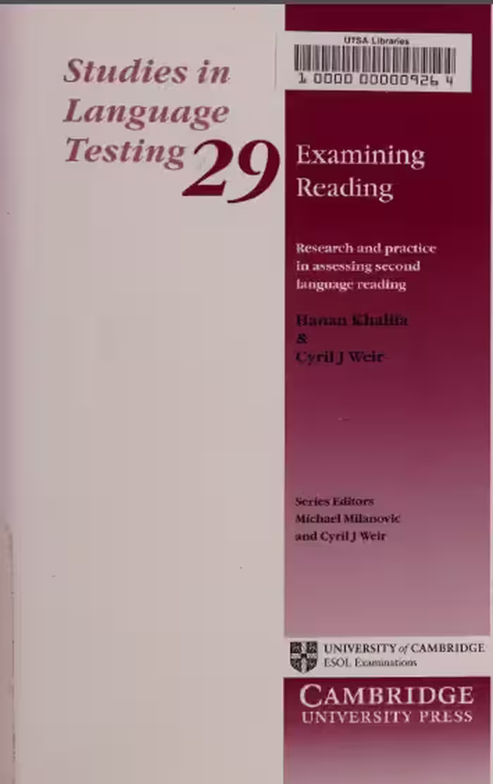 خرید و دانلود نسخه کامل کتاب Examining Reading: Research and Practice in Assessing Second Language Reading - Pdf