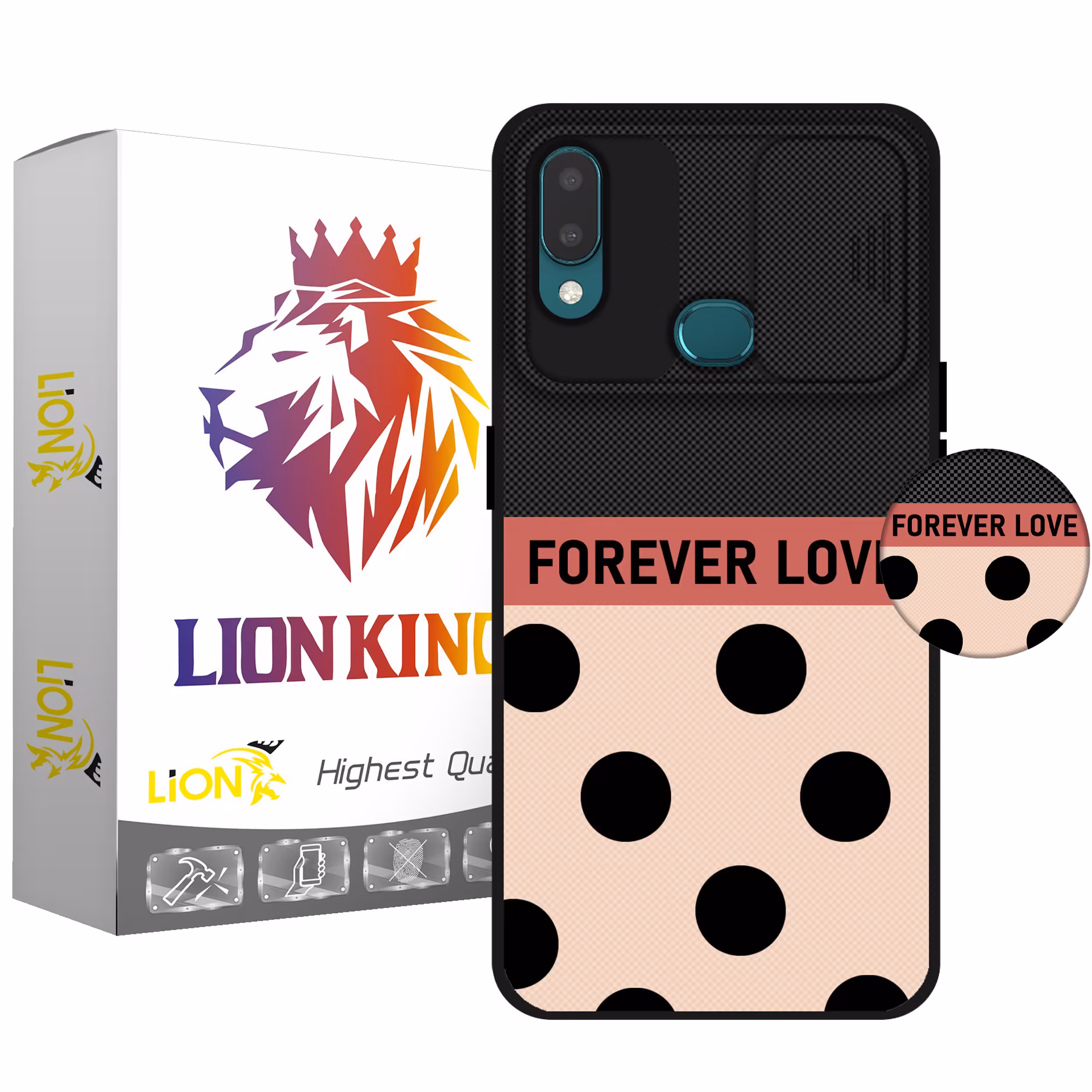 کاور لاین کینگ مدل FOREVER LOVE مناسب برای گوشی موبایل سامسونگ Galaxy A10s به همراه پایه نگهدارنده