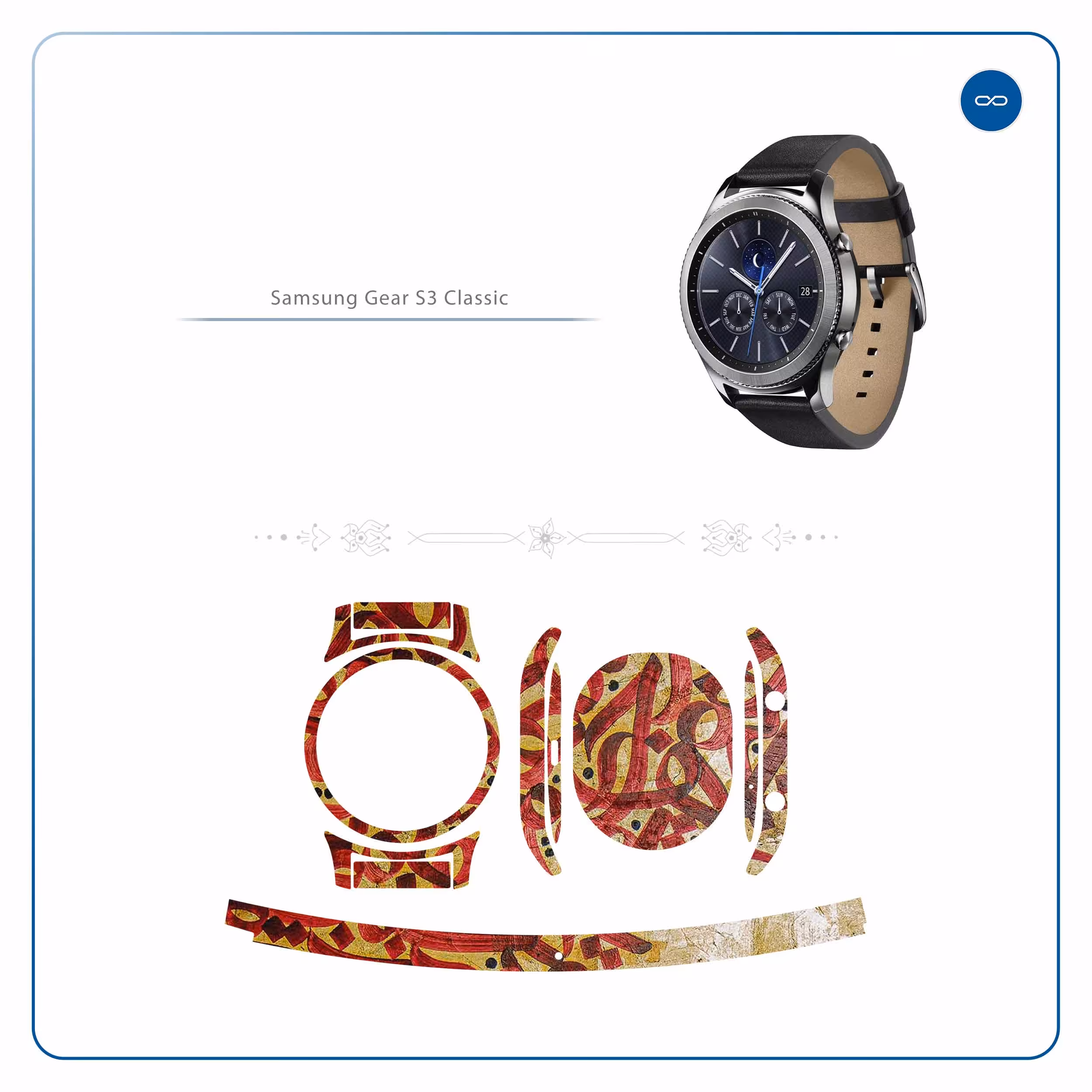 برچسب ماهوت طرح Nastaliq-6 مناسب برای ساعت هوشمند سامسونگ Galaxy Gear S3 Classic