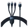 کابل تبدیل USB به USB-C / microUSB / لایتنینگ باسئوس مدل ONE-FOR-THREE 100Wطول 1.2 متر
