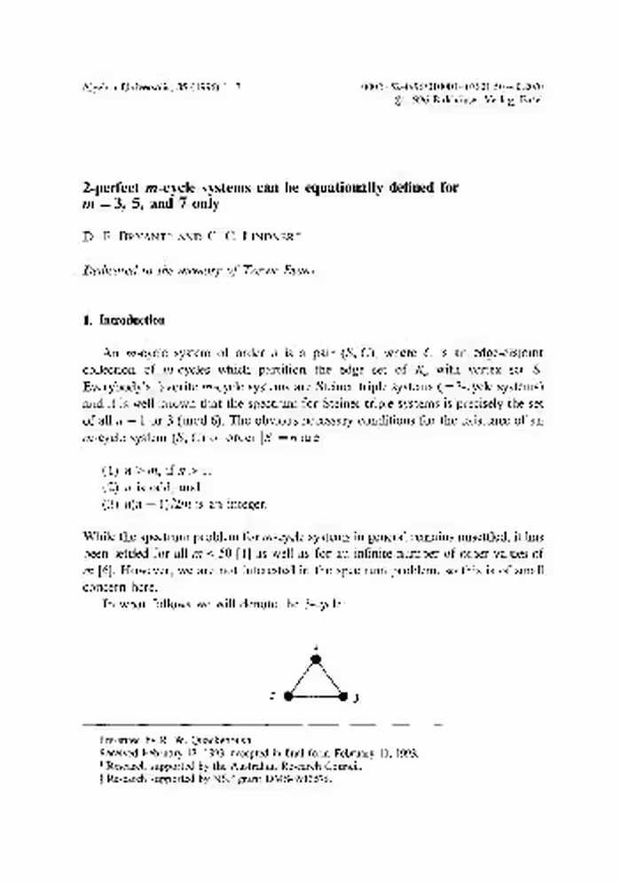خرید و دانلود نسخه کامل کتاب 2-perfectm-cycle systems can be equationally defined form=3, 5, and 7 only