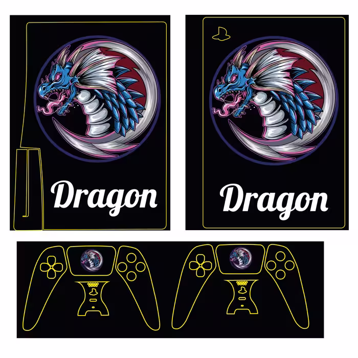 برچسب کنسول بازی پلی استیشن 5 مدل dragon کد 114 مجموعه 4 عددی