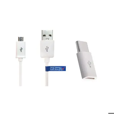 کابل تبدیل USB به microUSB مکا مدل M-CACO طول 1.2 متر به همراه مبدل USB-C