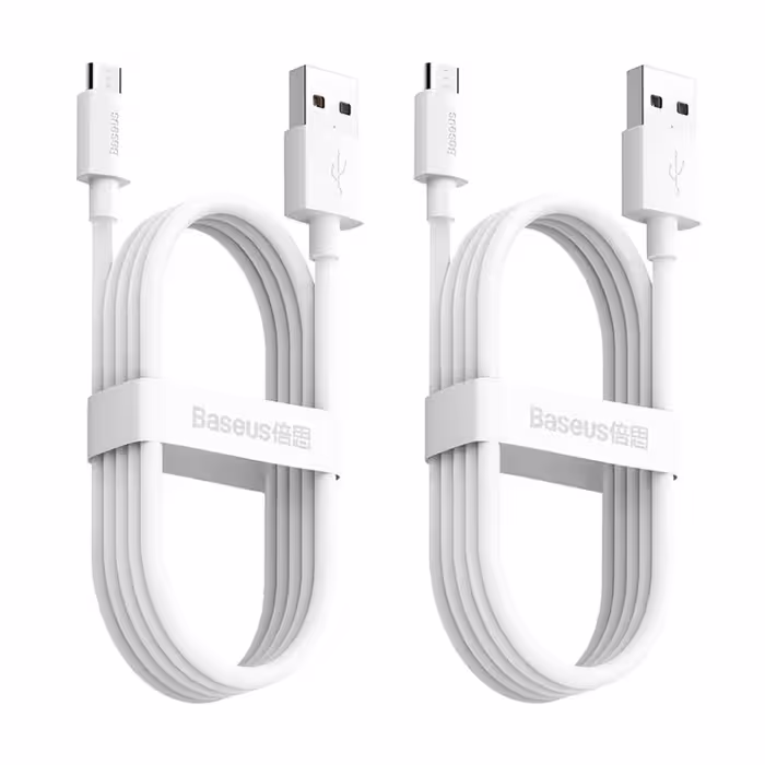 کابل USB به MICROUSB باسئوس مدل SIMPLE WISDOM 2.1A طول 1.5 متر بسته 2 عددی