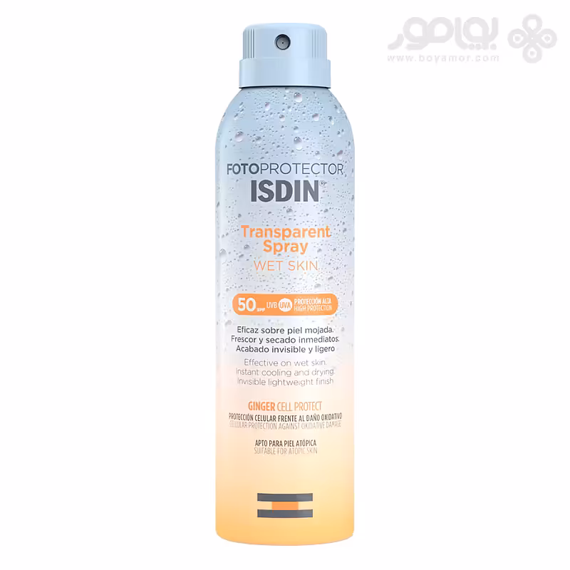 اسپری ضد آفتاب ایزدین SPF50 مدل TRANSPARENT حجم 250 میل