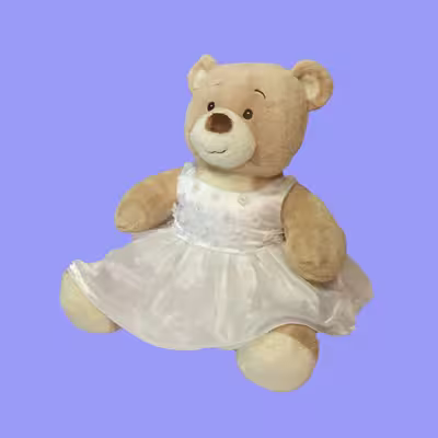 عروسک طرح خرس تدی مدل Build a Bear Wedding Dress کد SZ9/592 ارتفاع 31 سانتی‌متر