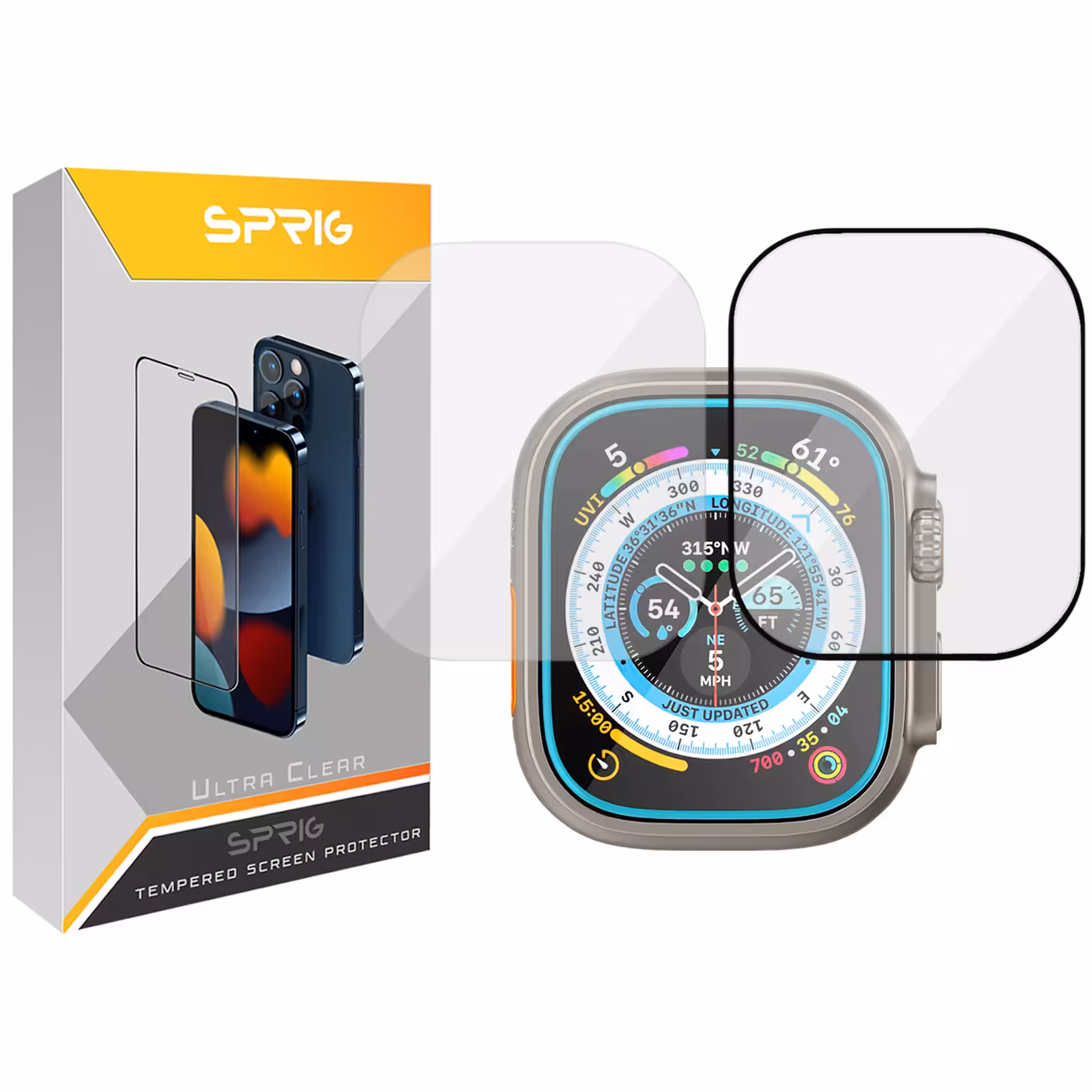 محافظ صفحه نمایش شیشه ای اسپریگ مدل SH-Pmma-SPG مناسب برای ساعت هوشمند الترا S8 Ultra max مجموعه دو عددی