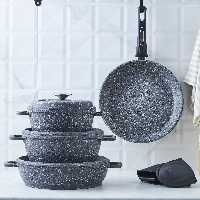 ست قابلمه و ماهیتابه 7 پارچه کاراجا مدل مارلون رنگ خاکستری کد153.03.08.2361