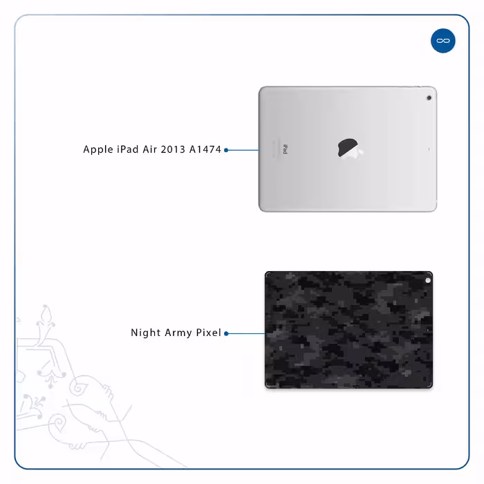 برچسب پوششی ماهوت مدل Night-Army-Pixel مناسب برای تبلت اپل iPad Air 2013 A1474