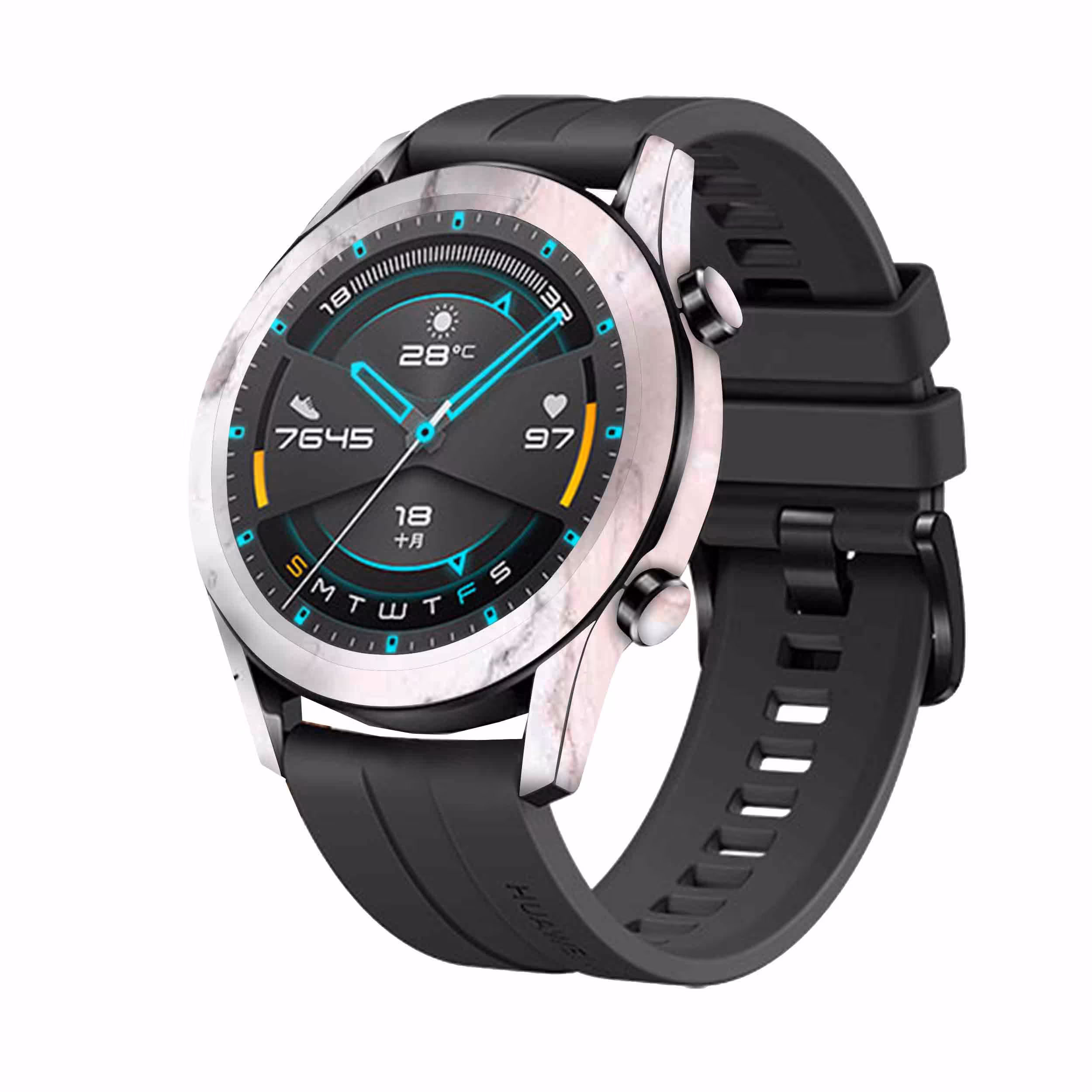 برچسب ماهوت طرح Blanco-Pink-Marble مناسب برای ساعت هوشمند هوآوی Watch GT2