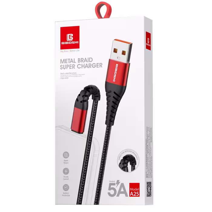 کابل تبدیل USB به لایتنینگ بیبوشی مدل A25 طول 1 متر