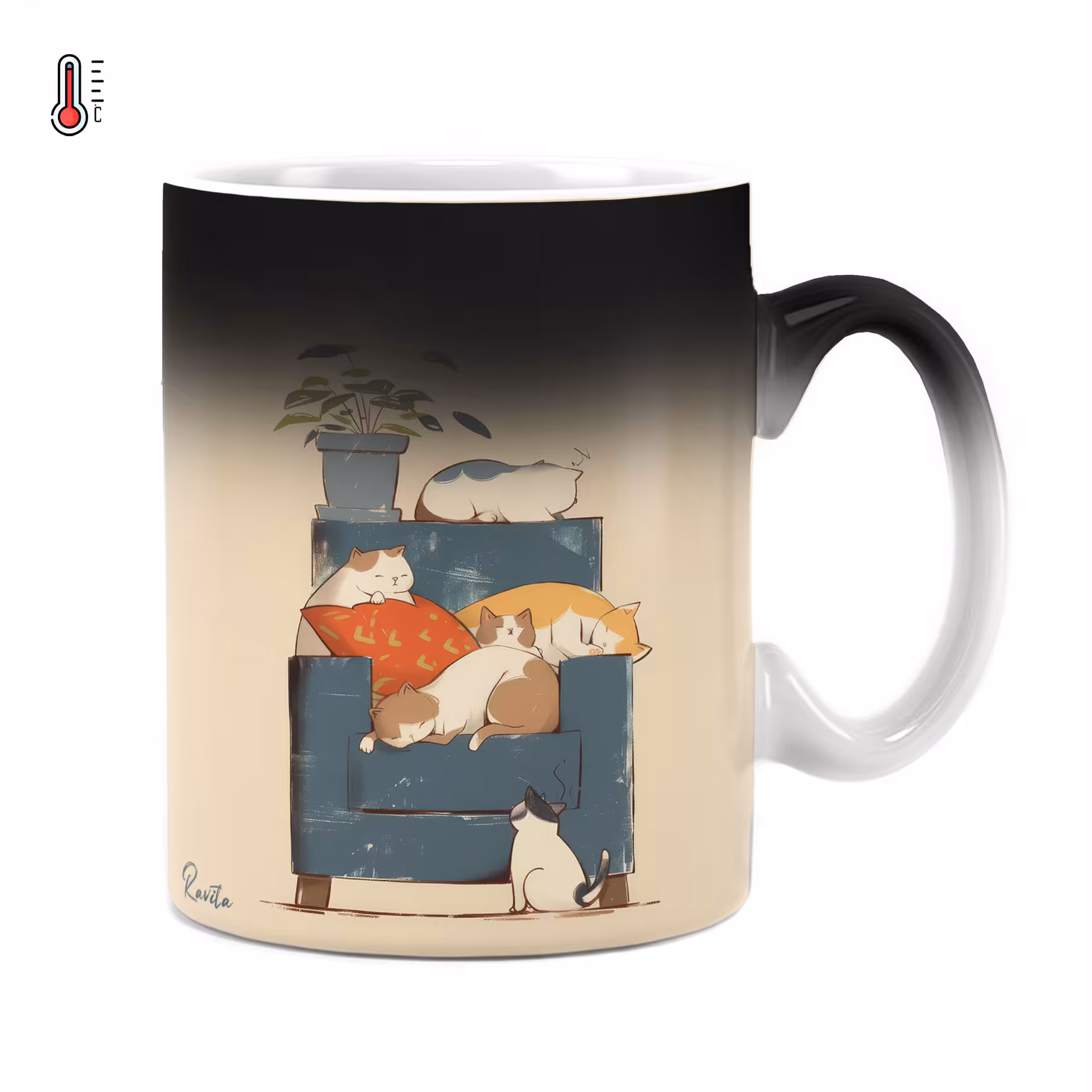 ماگ حرارتی راویتا طرح گربه کد 3587