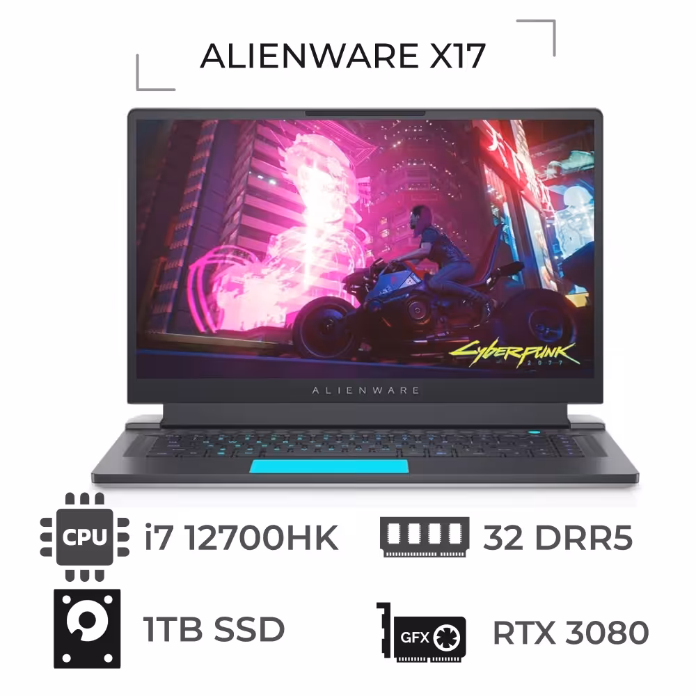 لپ تاپ اپن باکس دل مدل DELL ALIENWARE X17 16GB RTX 3080TI پردازنده i7 12700HK