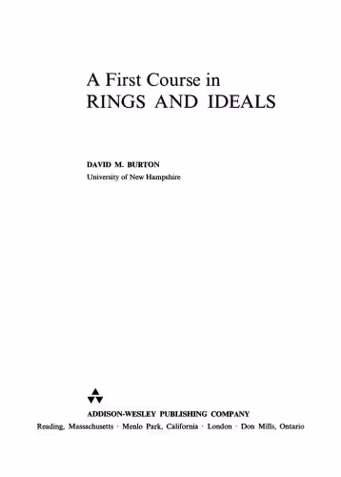 خرید و دانلود نسخه کامل کتاب A First Course in Rings and Ideals