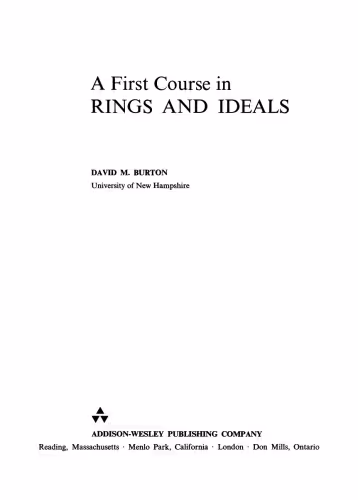 خرید و دانلود نسخه کامل کتاب A First Course in Rings and Ideals