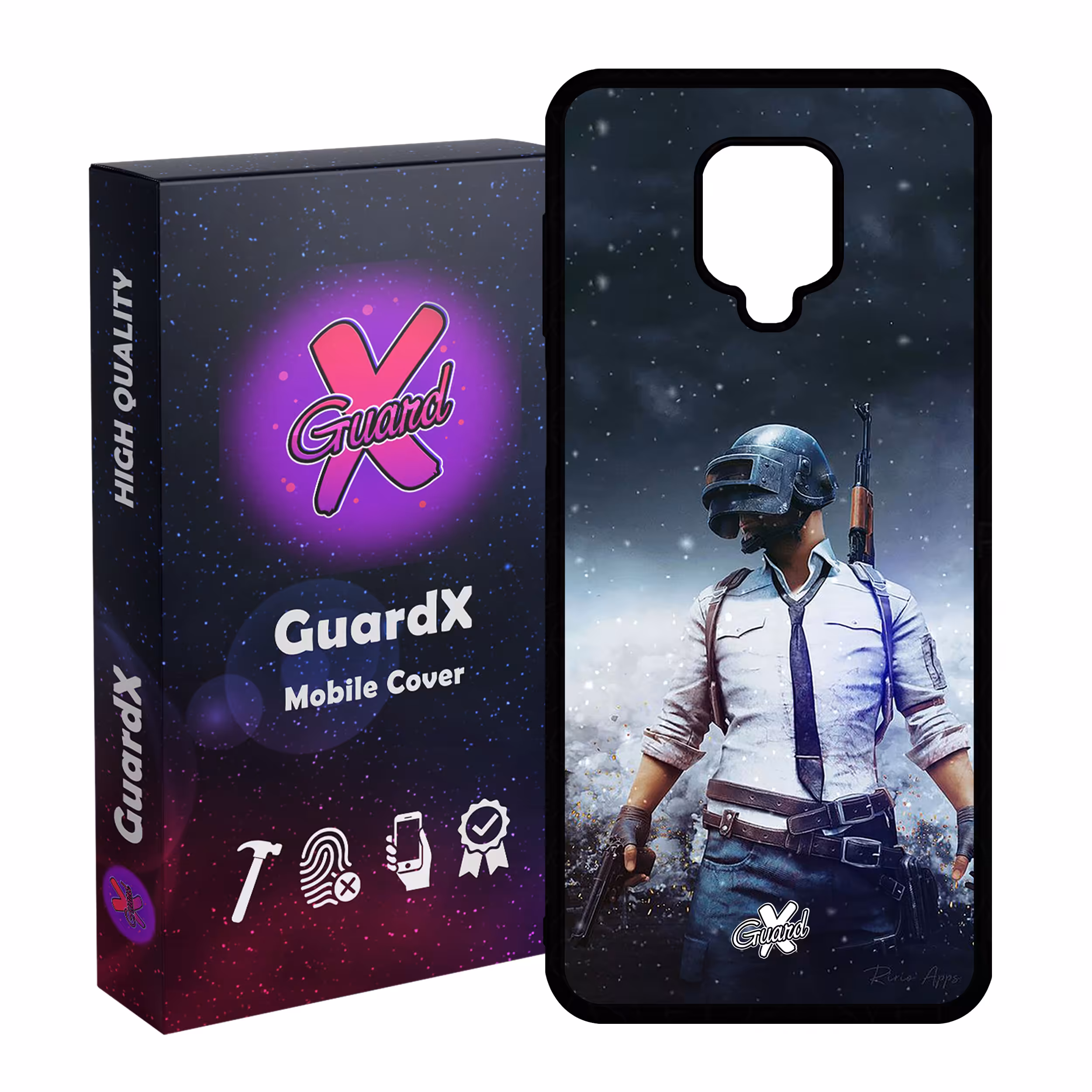 کاور گارد ایکس طرح Pubg مدل Glass10039 مناسب برای گوشی موبایل شیائومی Redmi Note 9S / Note 9 Pro / Note 9 Pro Max