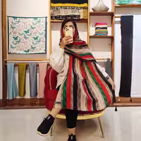 شال طرح خطی چند رنگ نخی میلا کد 2845