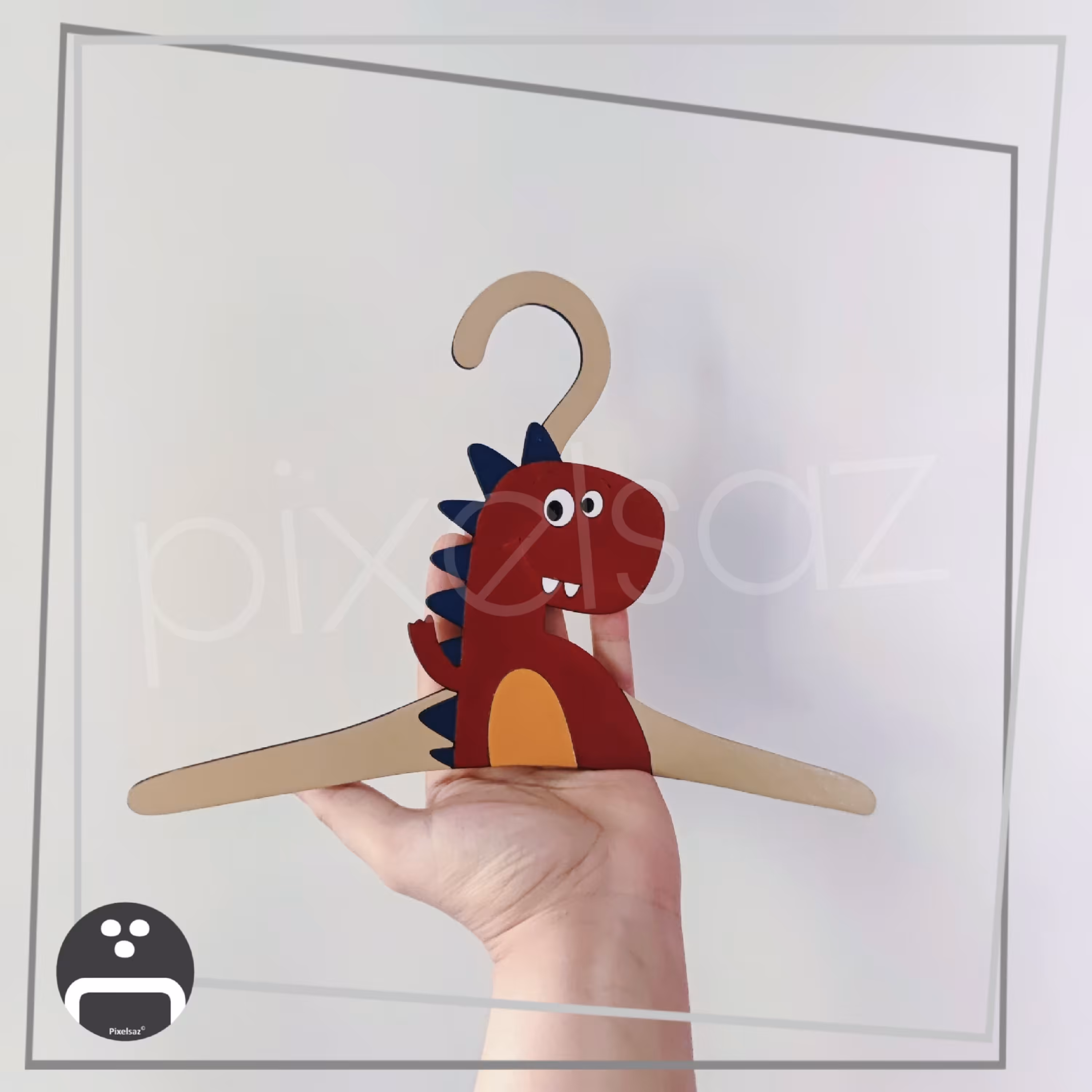 چوب لباسی کودک طرح دایناسور،طول 25 سانت
