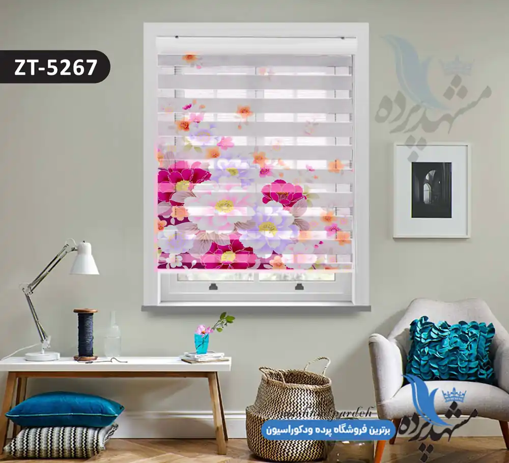 پرده زبرا تصویری چاپی طرح گل کد ZT5267 (تضمین کیفیت محصول)