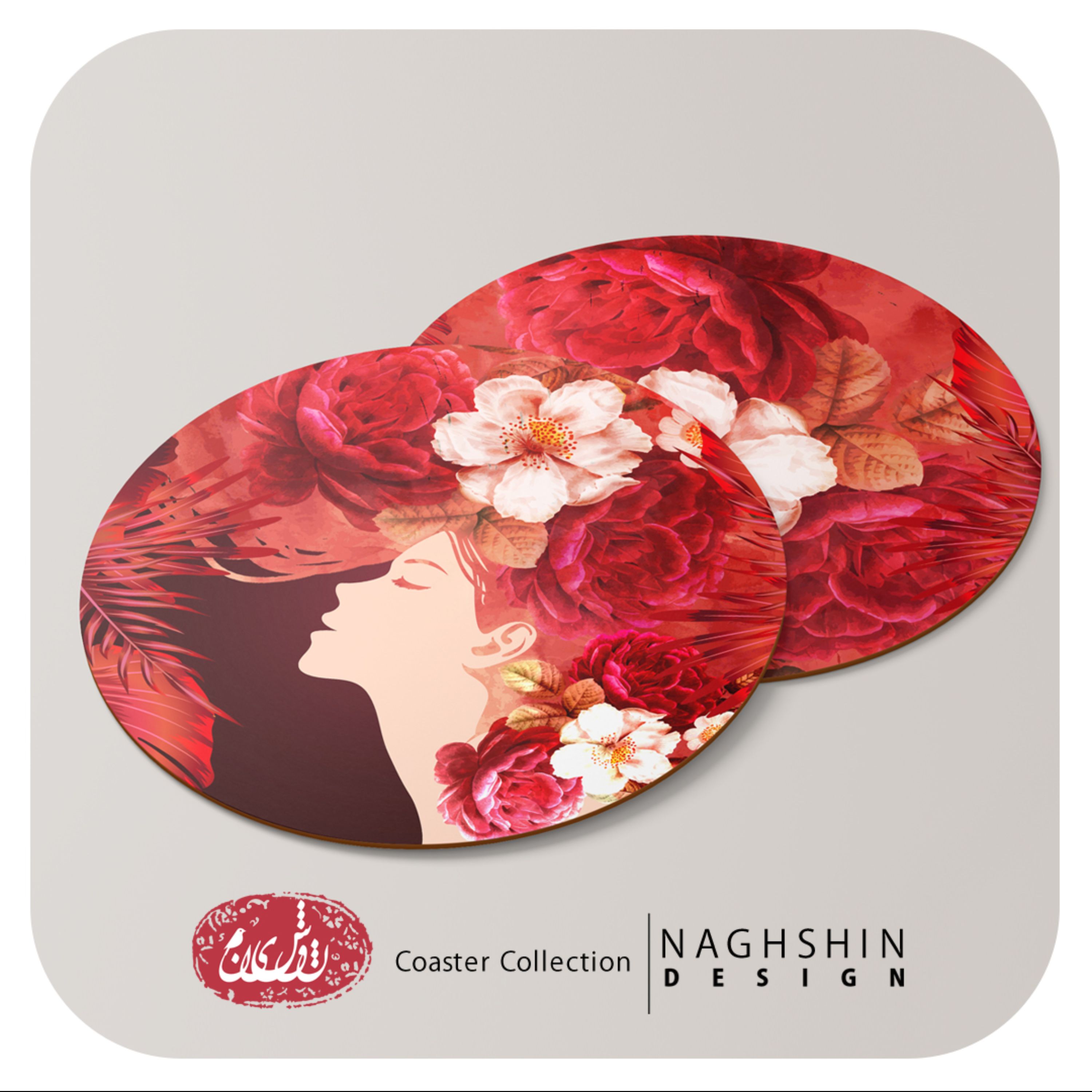 زیرلیوانی طرح گلی- ام دی اف -6 عددی 