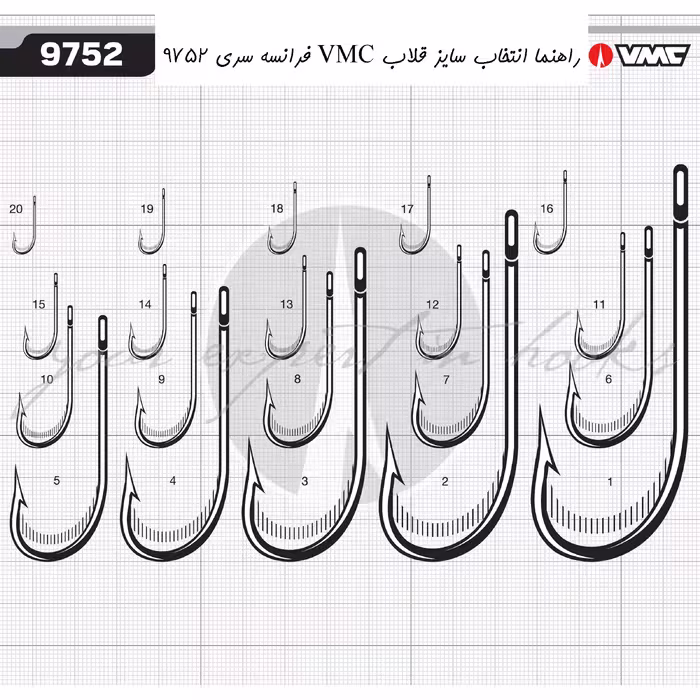 قلاب ماهیگیری وی ام سی کد 9752 سایز TI 12 بسته 10 عددی