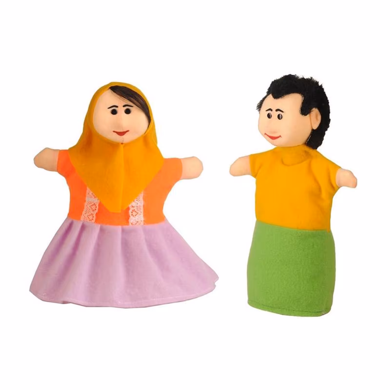 عروسک نمایشی مدل پسر و دختر کلبه عروسکی مجموعه 2 عددی