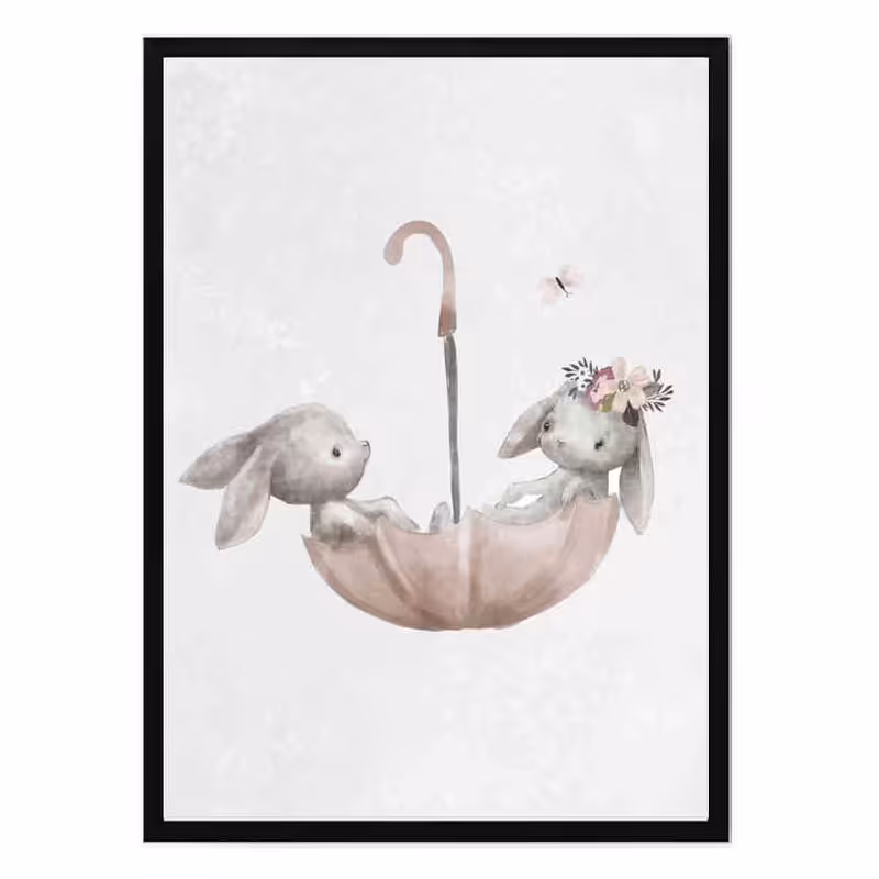 تابلو مدل Rabbits umbrella کد 2489011064 | دنیای قاب