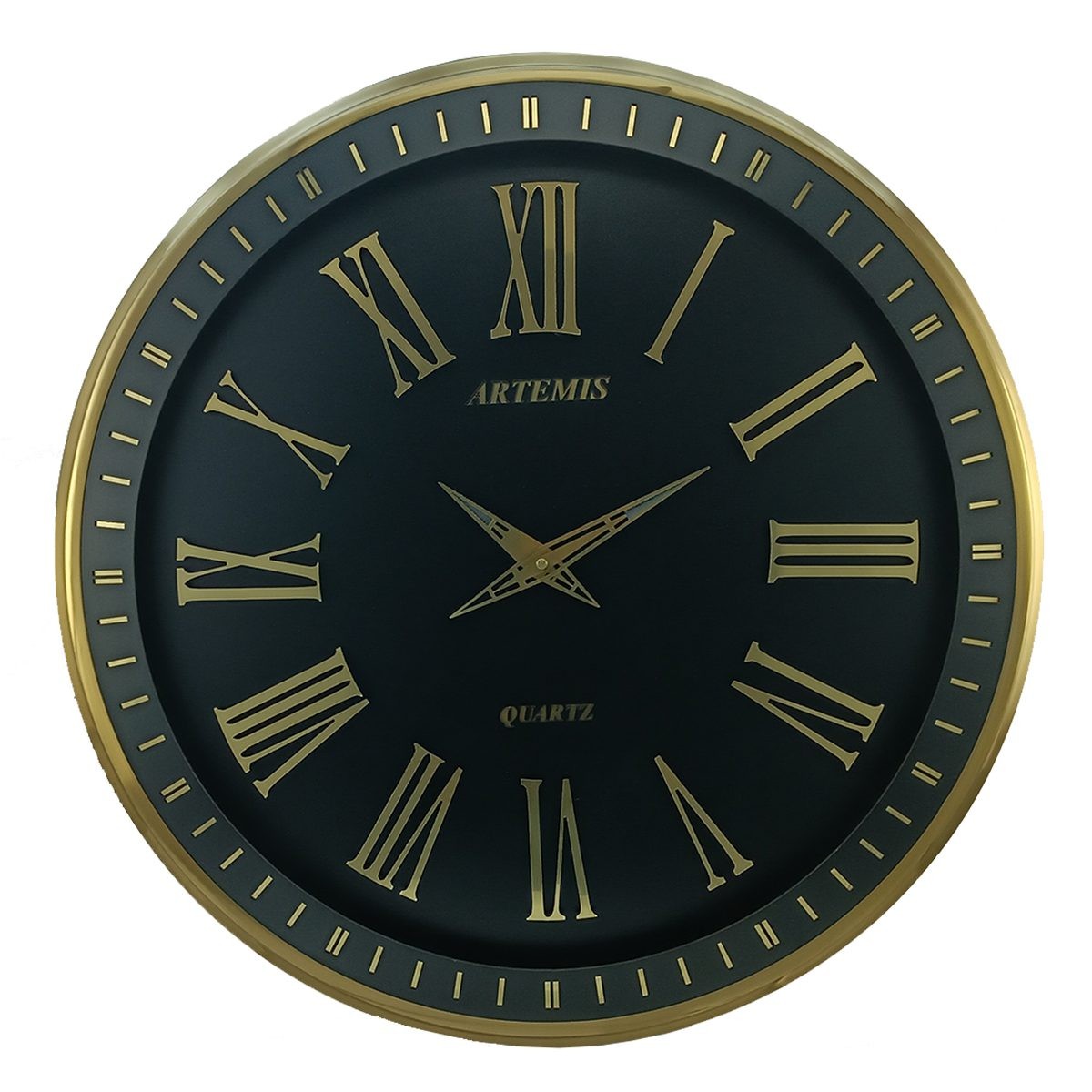 ساعت دیواری آرتمیس مدل 2036 طلایی صفحه مشکی