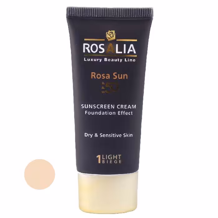 کرم ضد آفتاب رنگی رزالیا SPF50 مدل Dry and Sensitive Skin مناسب پوست های خشک و حساس حجم 40 میلی لیتر