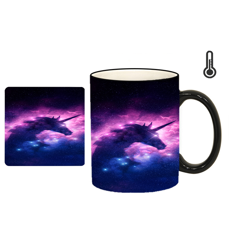 ماگ حرارتی طرح یونیکورن کد h136 بهمراه زیرلیوانی 