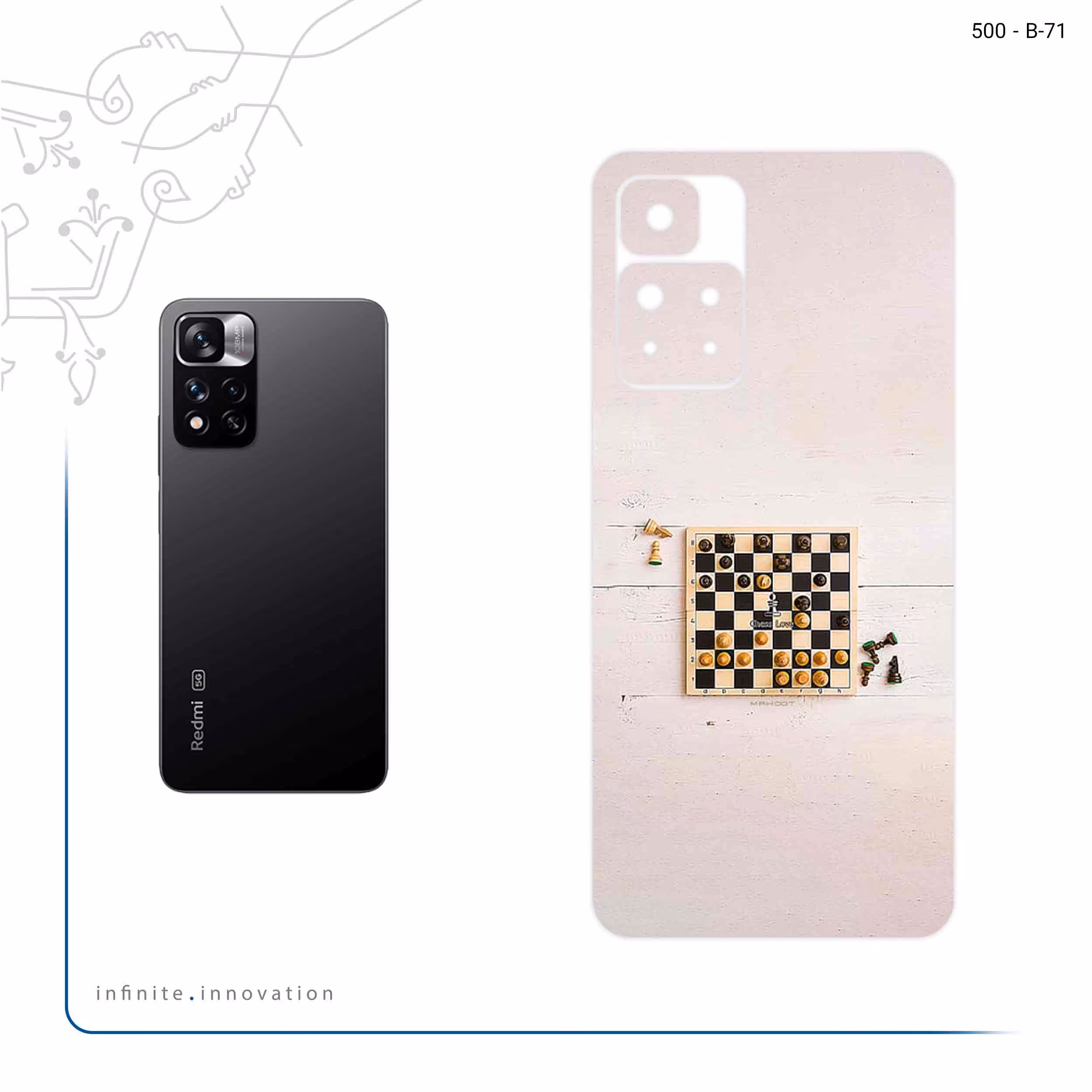 برچسب پوششی ماهوت مدل Chess مناسب برای گوشی موبایل شیائومی Redmi Note 11 Pro Plus 5G