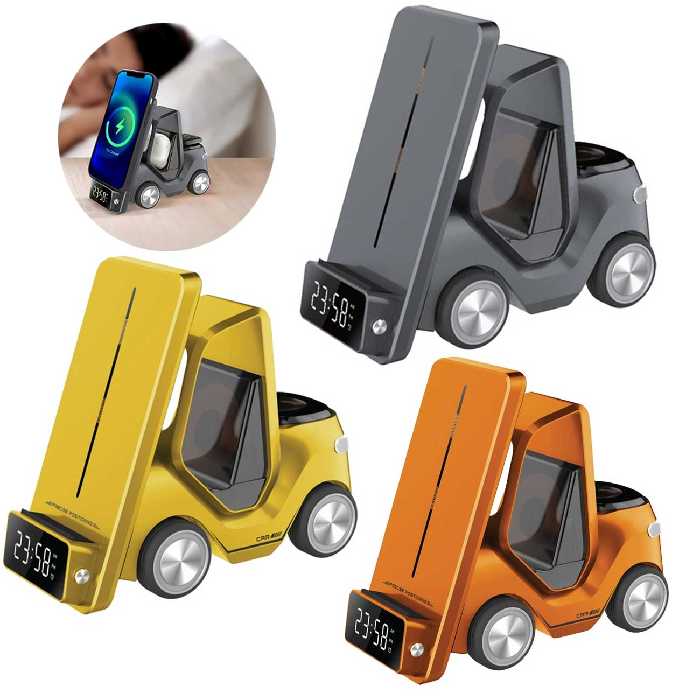 شارژر وایرلس، استند موبایل، ساعت دیجیتال و چراغ خواب رومیزی 15 وات گرین لاین GNFLWR5INWCBK