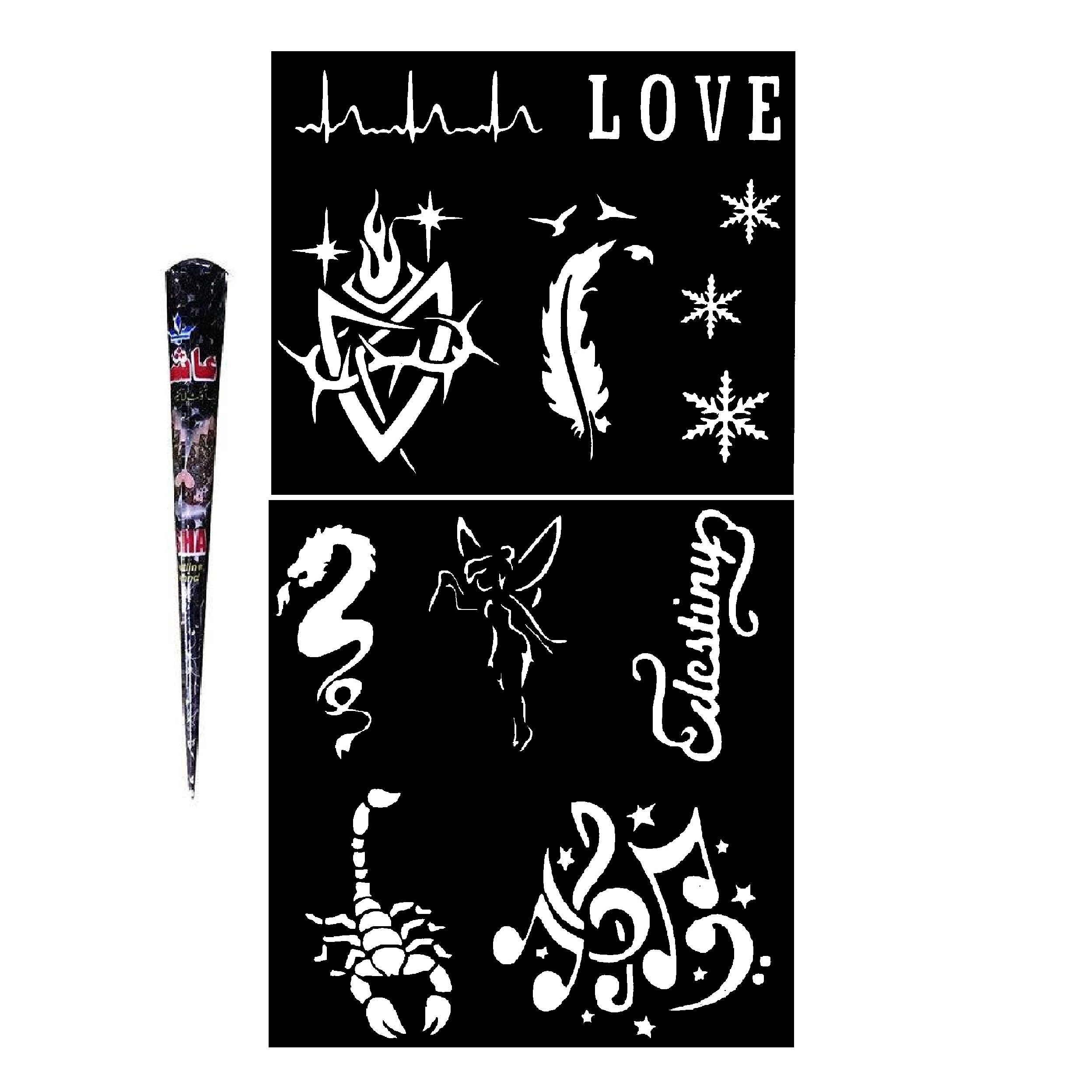 حنا طراحی و شابلون تتو موقت مدل NA099 مجموعه 11 عددی