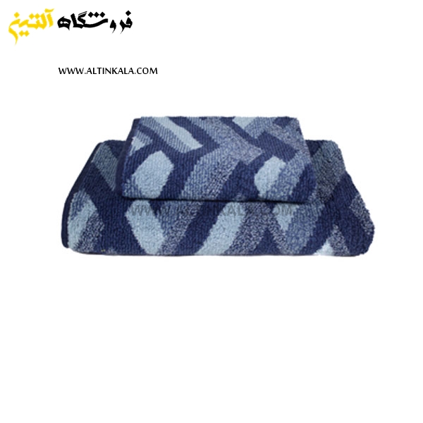 حوله حمامی برق لامع طرح کوبیسم لوزی سرمه ای سایز 100×165