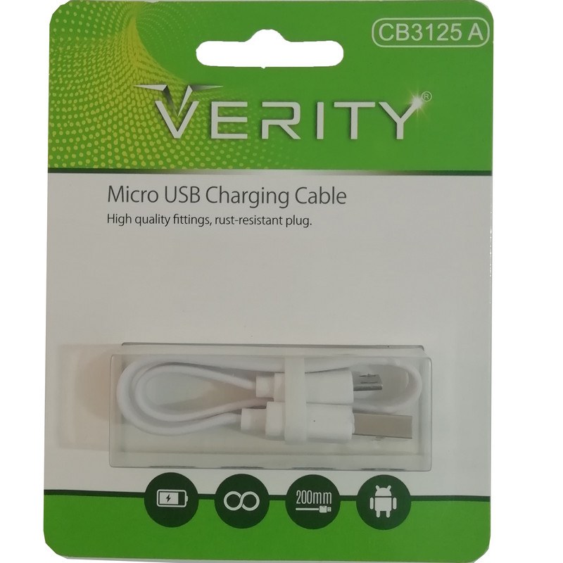 کابل تبدیل USB به microUSB وریتی مدل CB3125A طول 0.2 متر