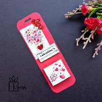 گیفت شکلات نصب شده بر روی تگ تزئین شده با تم ولنتاین 7