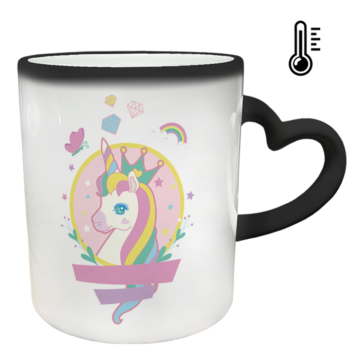 ماگ حرارتی مدل دسته قلبی طرح یونیکورن کد 6