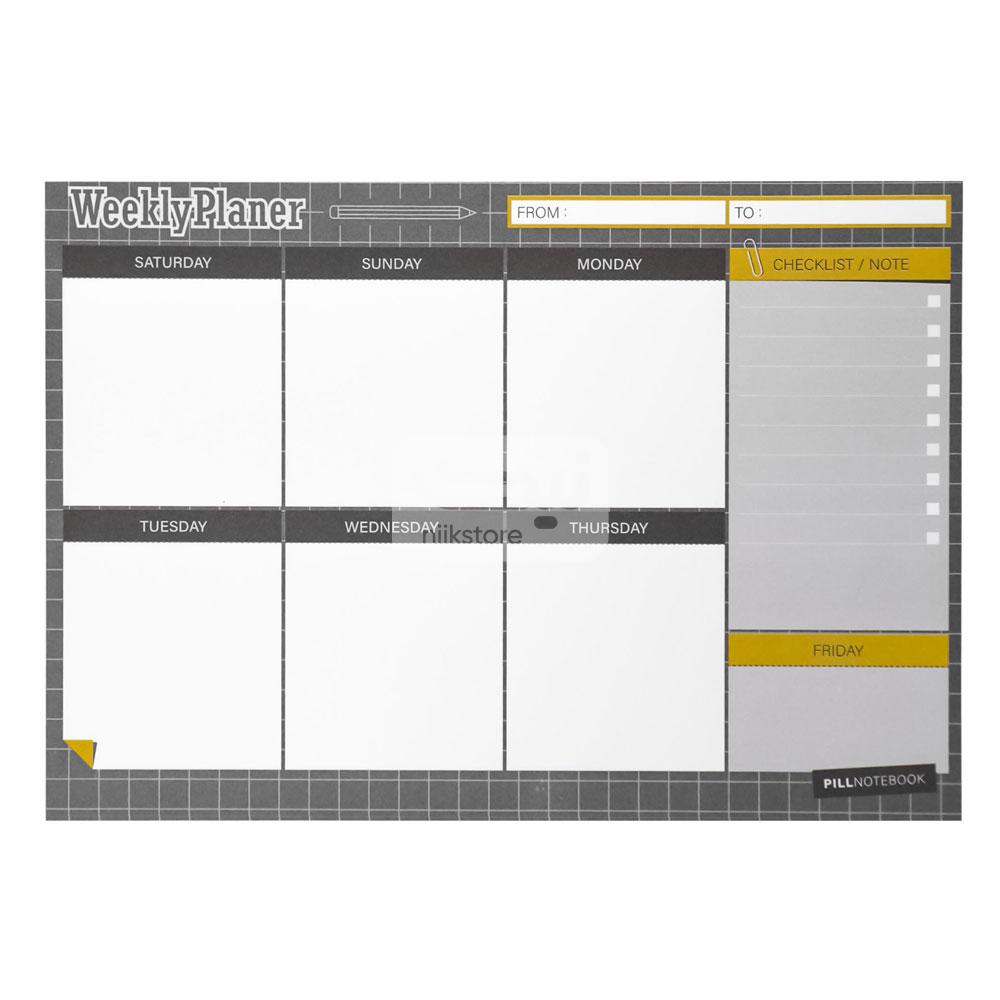 پلنر هفتگی رومیزی پیل – مجموعه لیستهای منpill weekly desk planner