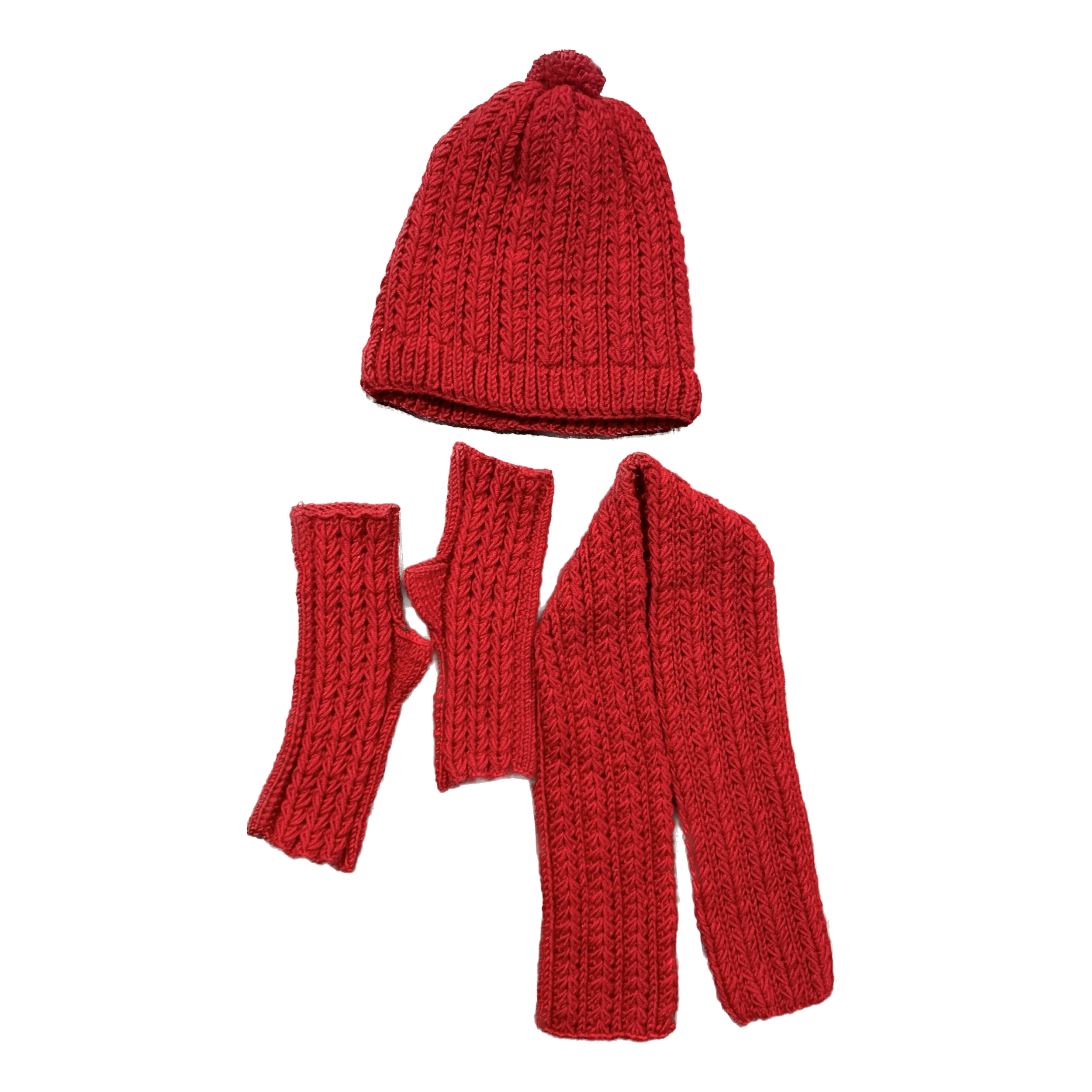 ست شال و کلاه و دستکش بافتنی زنانه مدل گندمی