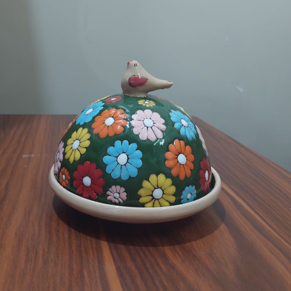 جای کره وپنیر میناکاری شدهجنس سفال