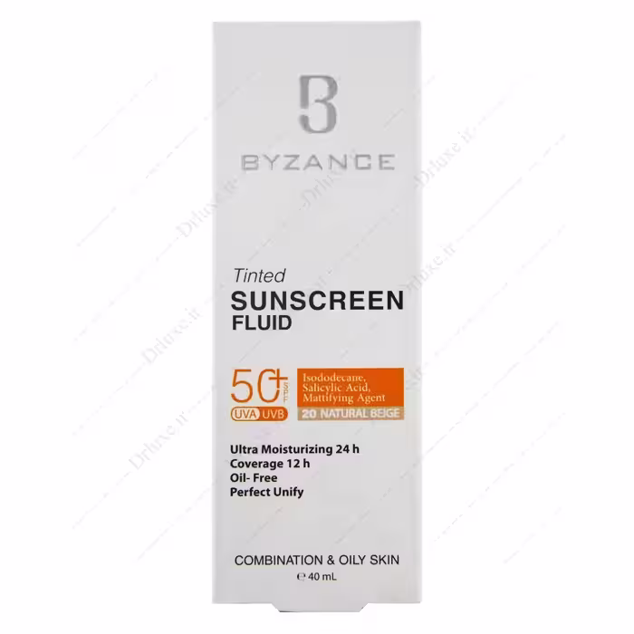 فلوئید ضد آفتاب رنگی بیزانس پوست چرب و مختلط SPF50