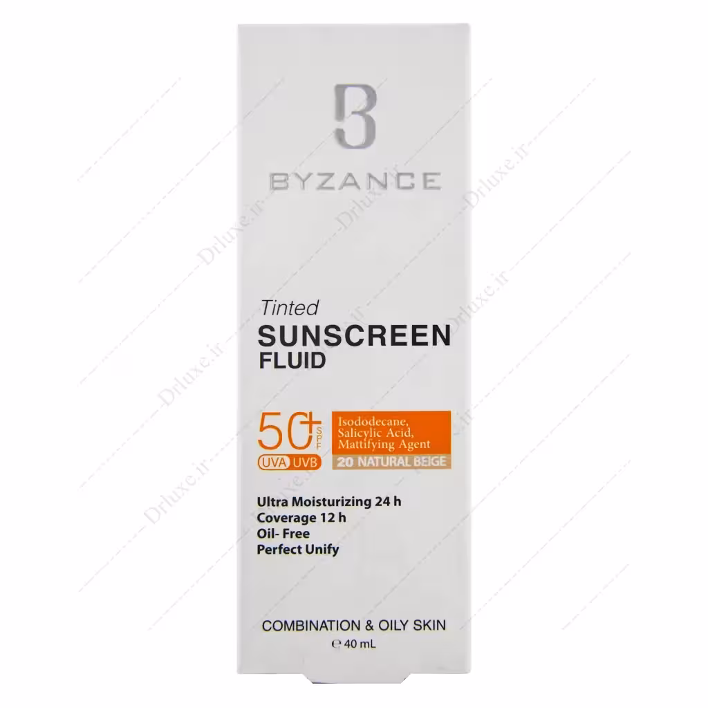 فلوئید ضد آفتاب رنگی بیزانس پوست چرب و مختلط SPF50