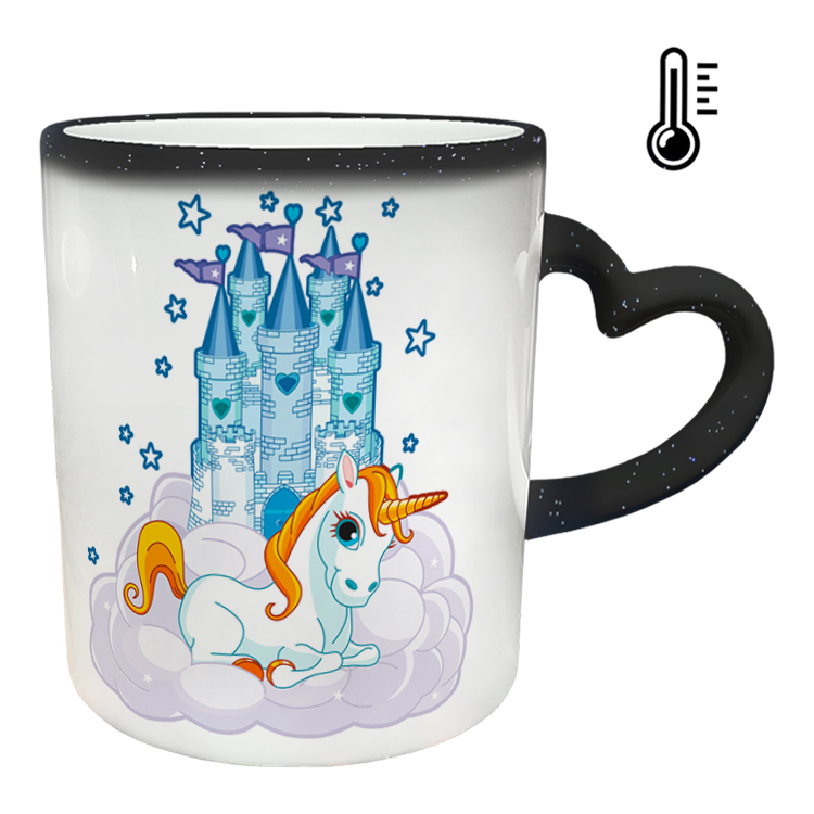 ماگ حرارتی مدل دسته قلبی اکلیلی طرح یونیکورن کد 38